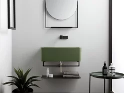 Lavabo Sospeso/Appoggio Wynn 50X40Xh.25 In Ceramica Opaco Verde Bamboo