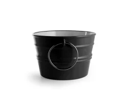 Lavabo Sospeso/Appoggio Bacile Cm.Ø46,5 H30 Con Anelli In Ceramica Lucido Nero