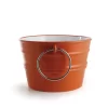 Lavabo Sospeso/Appoggio Bacile Cm.Ø46,5 H30 Con Anelli In Ceramica Lucido Arancio