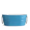 Lavabo Sospeso/Appoggio Tinozza 60X40Xh25 Con Anelli In Ceramica Lucido Ciano