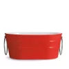 Lavabo Da Appoggio Tinozza 60X40Xh25 Con Anelli In Ceramica Lucido Rosso