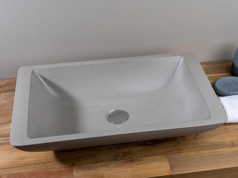 Lavabo Da Appoggio Piscina Cm 58,5X33,5 H12 In Resina E Cemento Grigio 1 Lavabo Da Appoggio Piscina Cm 58,5X33,5 H12 In Resina E Cemento Grigio