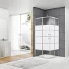 Box Doccia Angolare Arek 90x90 H190 Porte Scorrevoli Cristallo 6 Mm Trasparente Serigrafato Cromo