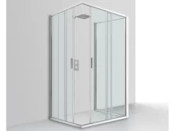 Box Doccia Nice 70x90x70 H195 2 Porte Scorrevoli E Lato Fisso Cristallo 6 Mm Trasparente Cromo