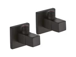 Coppia Rubinetti Sottolavabo Quadrati Nero Opaco