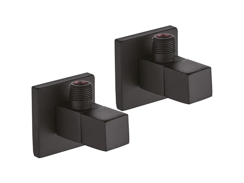 Coppia Rubinetti Sottolavabo Quadrati Nero Opaco 1 Coppia Rubinetti Sottolavabo Quadrati Nero Opaco