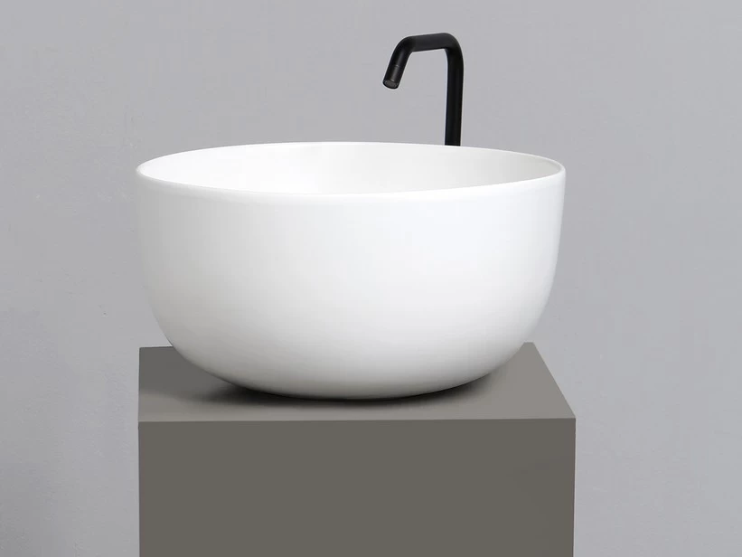 Lavabo Da Appoggio Dome Ø44,5 H24 In Ceramica Bianco Lucido 1 Lavabo Da Appoggio Dome Ø44,5 H24 In Ceramica Bianco Lucido