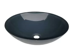 Lavabo Da Appoggio Pureglass Ciotola Ø42X14 Atlantic Cristallo Foglia Blu