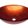 Lavabo Da Appoggio Pureglass Ciotola Cm. Ø42X14 Cristallo Foglia Arancio