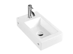 Lavabo Sospeso/Appoggio Merida 46X26,5 H11 In Ceramica Lucido Bianco