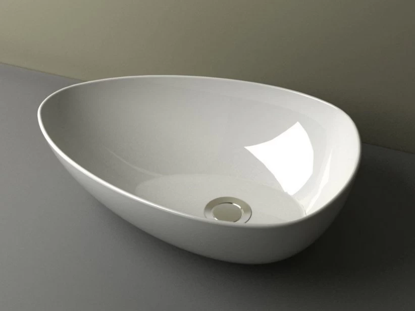 Lavabo Da Appoggio Piuma Ovale 47X35 H14 In Ceramica Lucido Bianco 1 Lavabo Da Appoggio Piuma Ovale 47X35 H14 In Ceramica Lucido Bianco