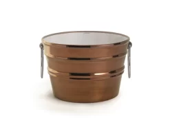 Lavabo Sospeso/Appoggio Bacile Midi Cm.Ø38 H24 Con Anelli In Ceramica Lucido Rame