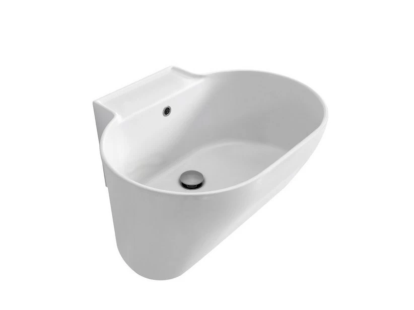 Lavabo Sospeso/Appoggio Tino 60X50Xh.30 In Ceramica Opaco Bianco 1 Lavabo Sospeso/Appoggio Tino 60X50Xh.30 In Ceramica Opaco Bianco