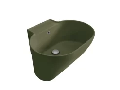 Lavabo Lavatoio Sospeso/Appoggio Tino 60X50Xh.30 In Ceramica Opaco Verde Bamboo
