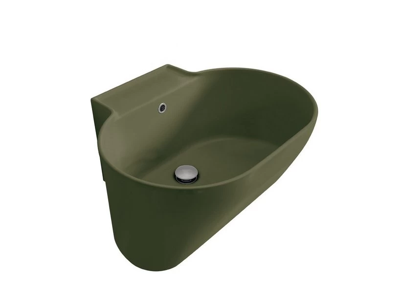 Lavabo Lavatoio Sospeso/Appoggio Tino 60X50Xh.30 In Ceramica Opaco Verde Bamboo 1 Lavabo Lavatoio Sospeso/Appoggio Tino 60X50Xh.30 In Ceramica Opaco Verde Bamboo