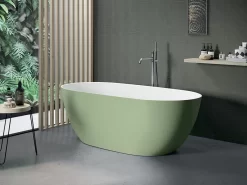 Vasca Freestanding Leo 160x74 Cm Esterno Verde Basilico/Interno Bianco Opaco