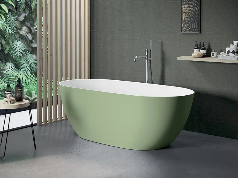 Vasca Freestanding Leo 160x74 Cm Esterno Verde Basilico/Interno Bianco Opaco 1 Vasca Freestanding Leo 160x74 Cm Esterno Verde Basilico/Interno Bianco Opaco
