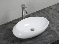 Lavabo Da Appoggio Liri 58x37 H15 In Ceramica Bianco Lucido