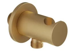 Presa Acqua Stelo Duplex Tonda Con Supporto Doccia Ottone Oro Satinato