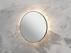 Specchio Bagno Led Queen Ø60 Con Cornice Verniciato Nero Opaco