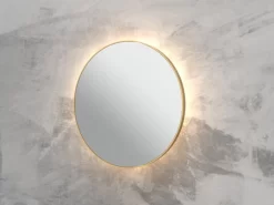 Specchio Bagno Led Queen Ø60 Con Cornice Verniciato Oro Opaco
