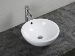 Lavabo Da Appoggio Taro Ø45 H17 In Ceramica Bianco Lucido