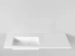 Lavabo Da Appoggio Unitop Hide 140,5X51,5 Sinistro In Resina Lucido Bianco