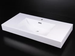 Lavabo Da Appoggio Unitop Natura 100X48 In Resina Lucido Bianco