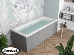 Vasca Idromassaggio Jacuzzi® Silk 180x80 Destra Con 8 Bocchette E Finitura Effetto Cemento