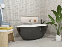 Vasca Freestanding Nemo5 Solid Surface Bicolor 150X70 Bianco Lucido E Nero Base Lucido