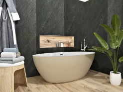 Vasca Freestanding Nemo6 Solid Surface Bicolor 165X80 Bianco Lucido E Tortora Opaco