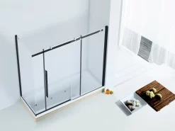 Box Doccia Per Vasca Velo 170X80Xh150 1 Anta Scorrevole Cristallo Trasparente 8 Mm Profilo Nero Opaco