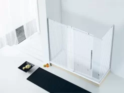 Box Sopravasca Velo Cm 170x70 H150 Porta Scorrevole Sinistra Cristallo Serigrafato Profili Cromo