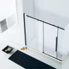Box Sopravasca Velo Cm 170x70 H150 Porta Scorrevole Sinistra Cristallo Serigrafato Profili Nero Opaco