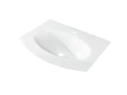 Lavabo Unitop Wave 70x51 Cm Vasca Centrale In Vetro Bianco Lucido