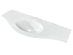 Lavabo Unitop Wave 138x51 Cm Vasca Centrale In Vetro Bianco Lucido